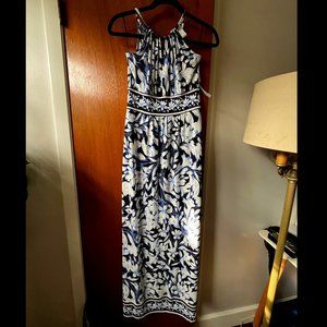 London Times Petite Blue Floral Maxi Dress